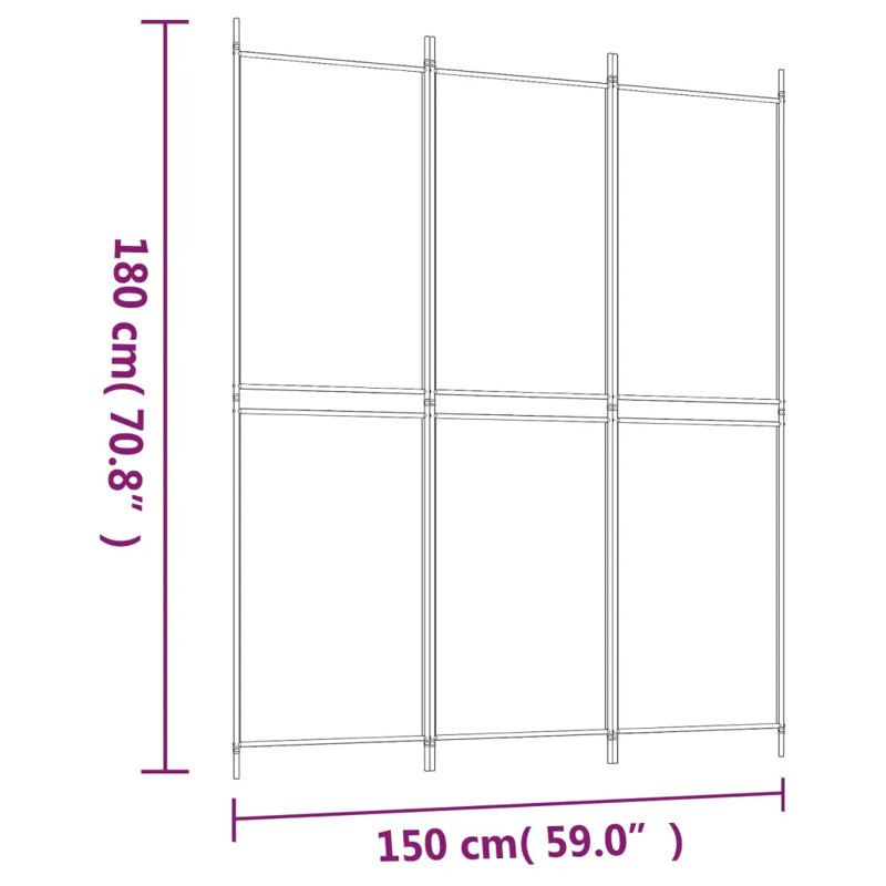 Kahleo Room Divider, 180cm H x 150cm W, Black, 3
