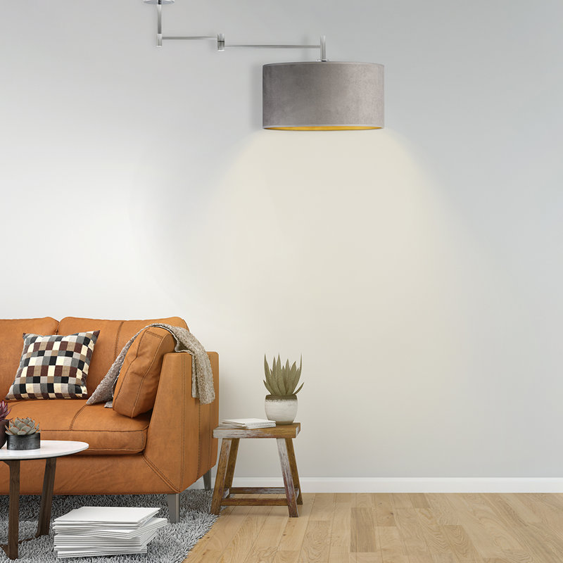 RIO VELUR 1 - Light Drum Pendant, Grey, Black