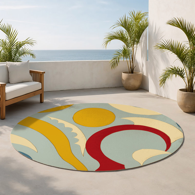 Tapis intérieur et extérieur Snazzy Streak, Rond 5 pi