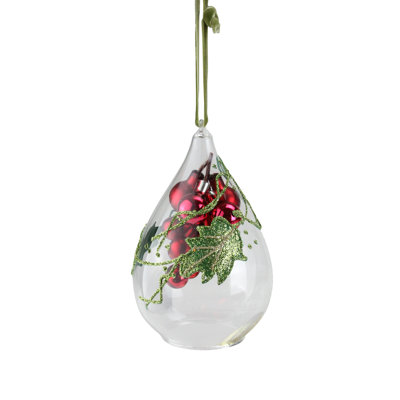 6" Cluster Teardrop Glass Cloche Christmas Ornament