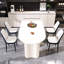 Table de salle à manger de 63 po de style crème avec 4 chaises en polyuréthane rembourrées en éponge haute densité, convenant à divers décors modernes et à la teinture ergonomique multifonctionnelle facile à entretenir