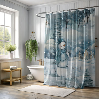 Rideau de douche Wintry Snowman - Premium
