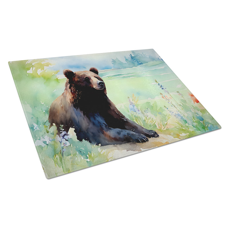 American Black Bear Glass Cutting Board Large