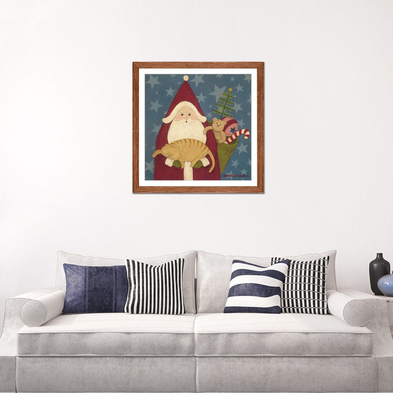 Père Noël - reproduction d'art murale - papier d'art encadré, H 24 po x l 24 po, Brun