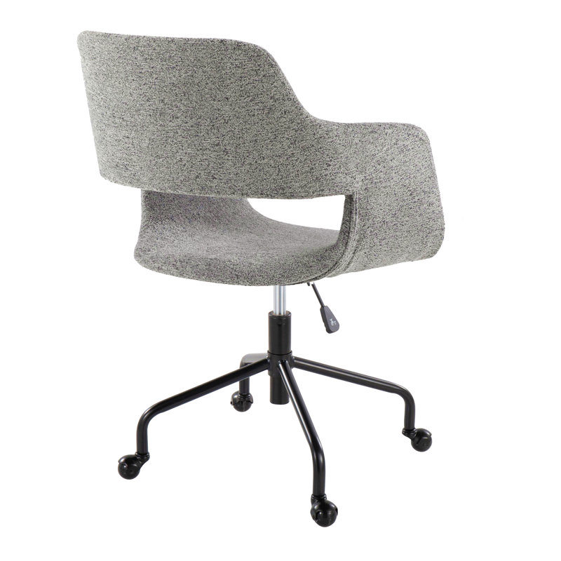 Chaise de bureau contemporaine réglable en métal et tissu noir, Gris