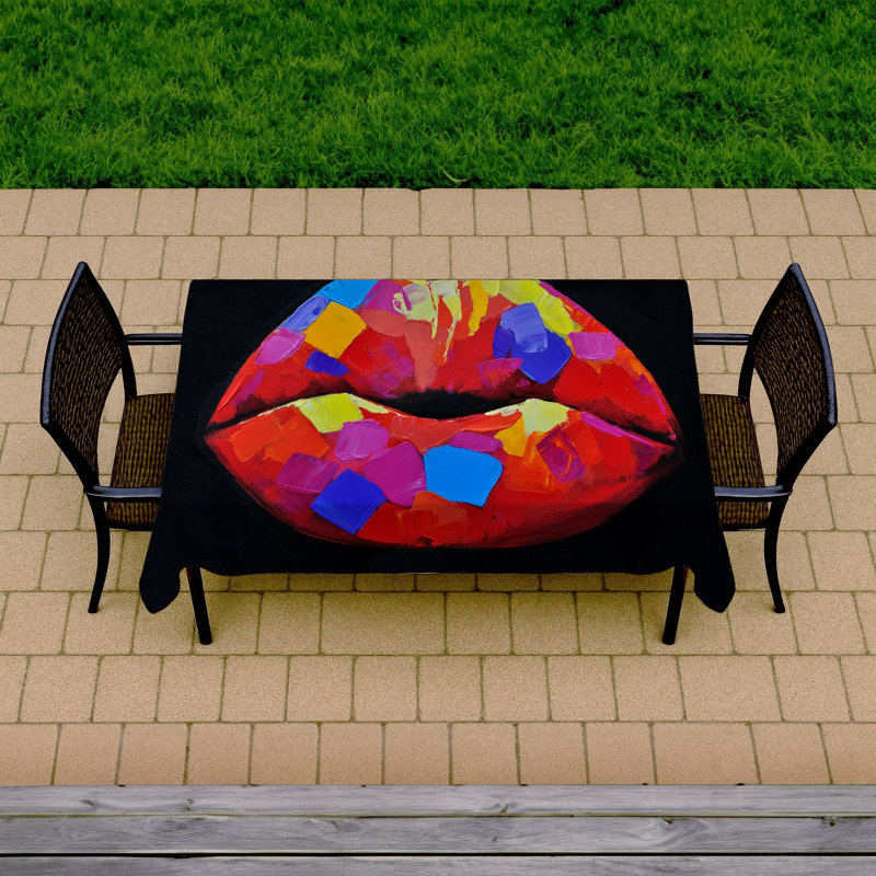 Colorful Lipstick Blue Tablecloth | Indoor/Outdoor Home Decor