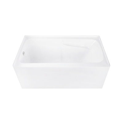 Baignoire alcôve rectangulaire en acrylique à 3 parois 54 pouces avec accoudoirs Kingston Eden