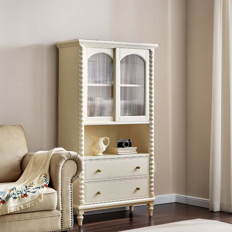 Bibliothèque de rangement blanche de style crème