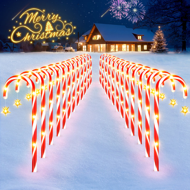 Christmas Decorations Outdoor, Solar Candy Cane Lights Outdoor Christmas Decorations