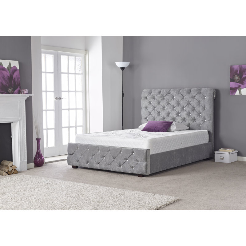 Joel Upholstered Bed, Single (3'), Silver