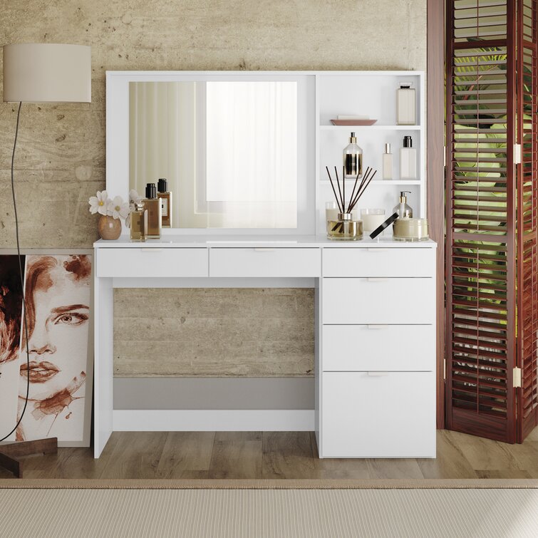 Latitude Run® Kialen Vanity with 3 Mirrors and 5 Drawers & Reviews