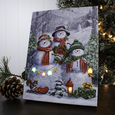 Snowman Friends 8x6 Mini Lighted Easel Back