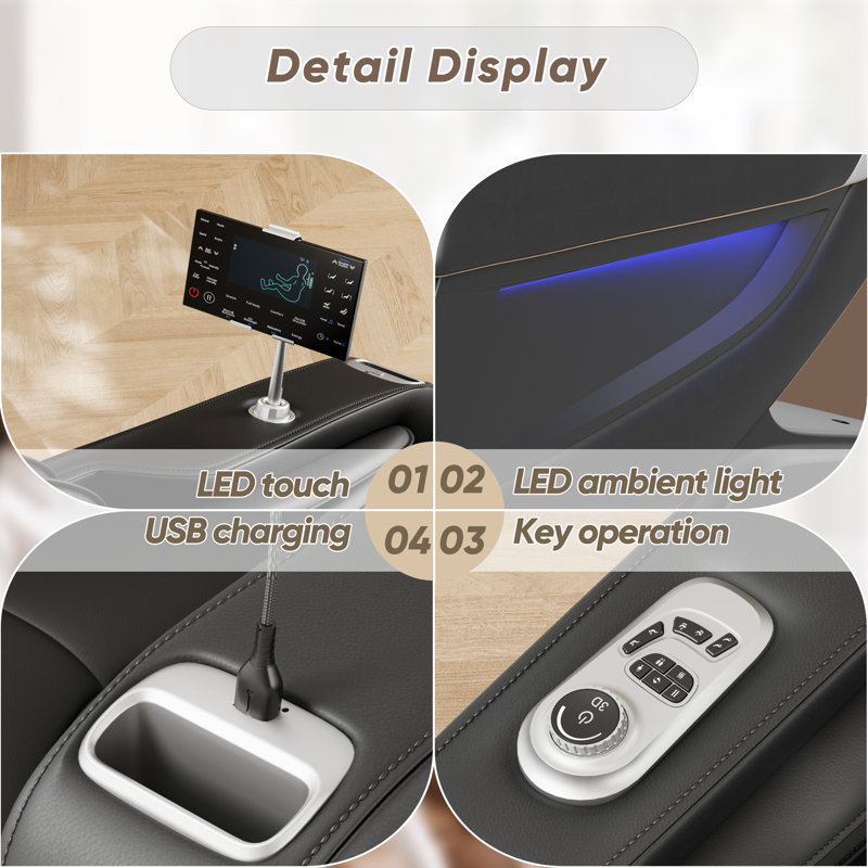 Zero Gravity Full Body Massage Chair, New SL Track, Support AI Voice Control of 6 Massage Modes, with Heating, LED Atmosphere Light and Control Display