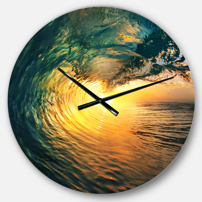 Horloge murale côtière colorée «Ocean Waves Falling Down VI», Grand