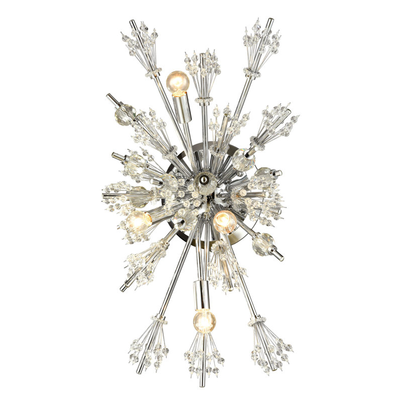 Applique murale 4 lumières Starburst de 26 po de hauteur - Chrome poli