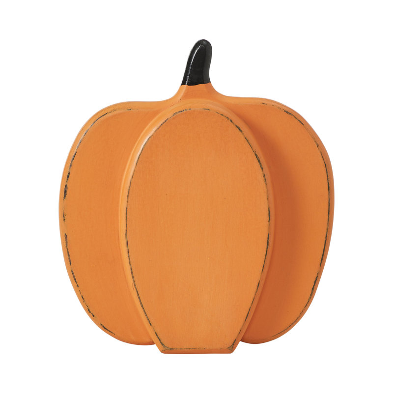 Courte citrouille en bois orange 9 x 8 x 2