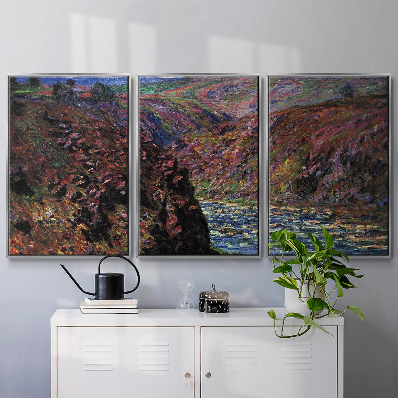 Les, reproduction sur toile 3 pièces, H 40 po x l 78 po x P 2 po, Argent