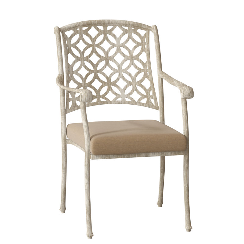 Casa Outdoor Dining Armchair, Weathered White, Canvas Bird's Eye Sunbrella® Canvas