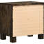 Table de chevet rustique dorée avec 2 tiroirs et 2 pieds au fini mat pour le rangement dans la chambre à coucher