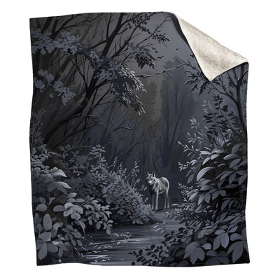Gray Wolf In Forest Blankets