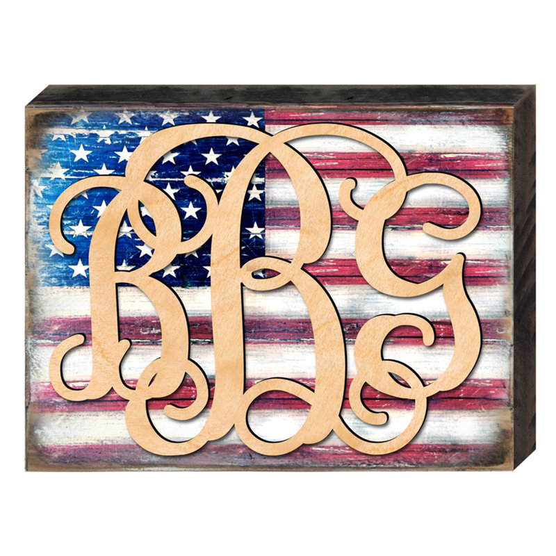 Décoration murale 3 lettres flag des états-unis personnalisé, H 12 po x l 12 po, Oui