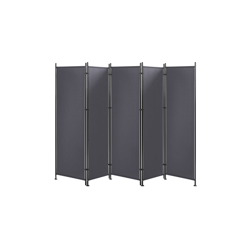 Cristoval 161 cm W x 170 cm H Steel Folding Room Divider, 5, Grey