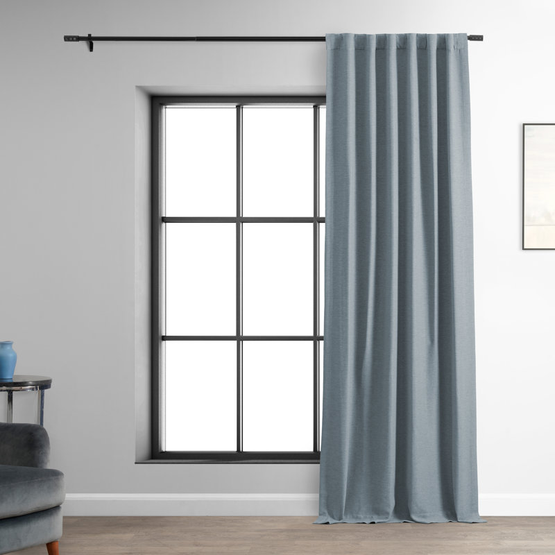 Rideaux obscurcissants en lin synthétique pour chambre et salon Bellino (1 panneau), Bleu golf, L 50 po x L 96 po
