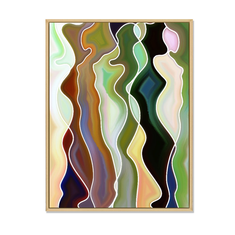 «Abstract Colorful Colorful Curves», impression sur toile, H 32 po x l 24 po, Cadre flottant en érable