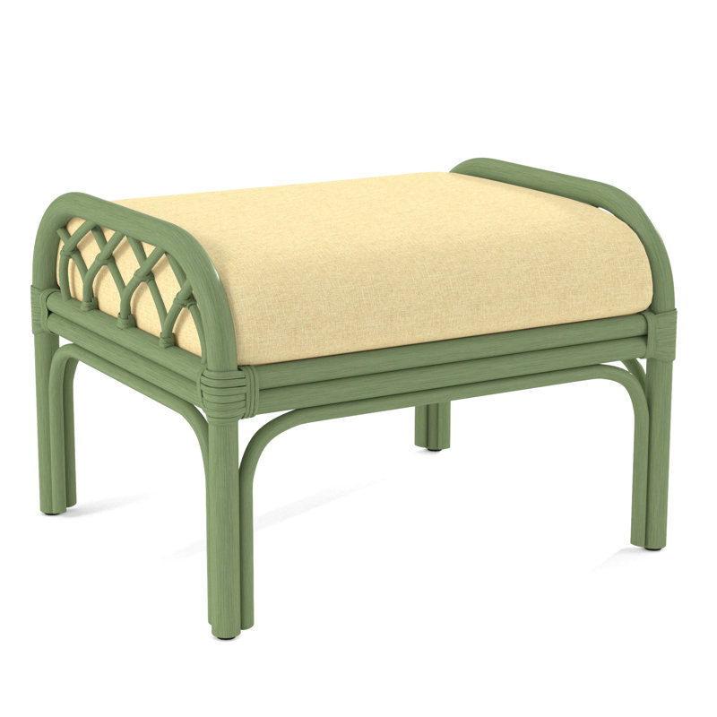 Edgewater Ottoman, Celery, White Performance Fabric; 0851-94