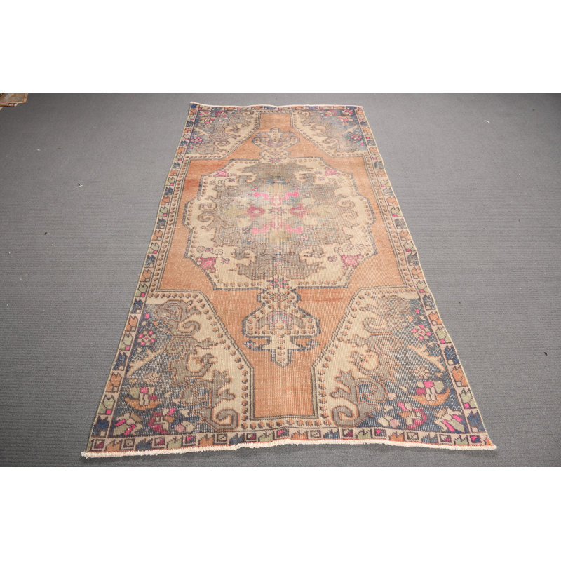 Tapis turc beige rétro Anatolian rétro parfait pour les décorations de chambre à coucher élégantes