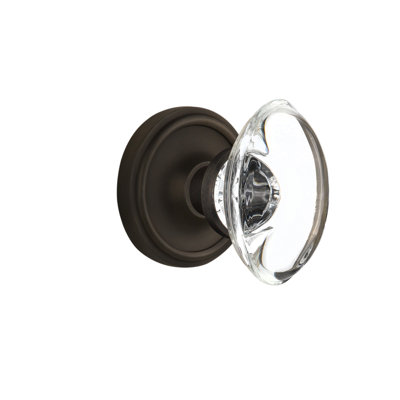 Rosette classique avec poignée de porte ovale en cristal transparent