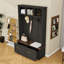 Arbre d'entrée moderne avec crochets dorés, banc, tiroirs et compartiments de rangement-967551253