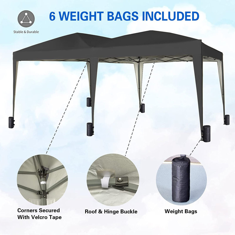 3m x 6m Metal Pop Up Gazebo, Black