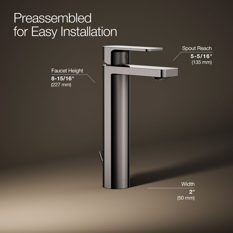 Parallel™ Tall Single-Handle Bathroom Sink Faucet, Single-Hole Faucet with Pop-Up Drain, 1.2 GPM, Gray, 1