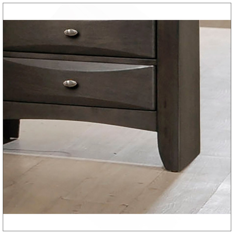 Commode de style transitionnel 1pc Poignées ovales à 5 tiroirs, Gris