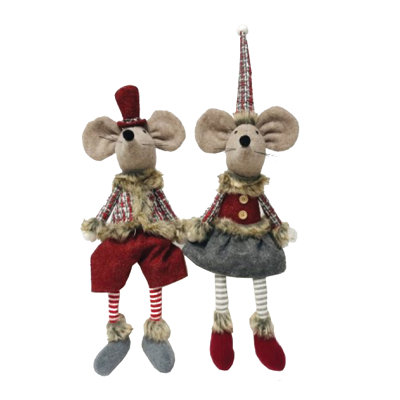 2 Piece 20" Sitting Plaid Mice Set