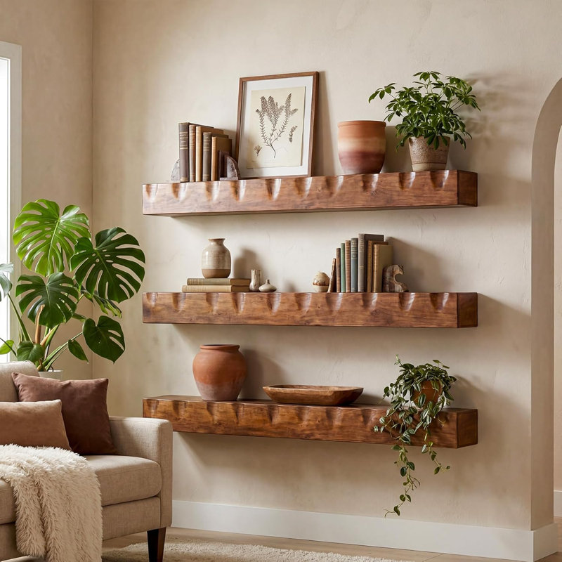 Solid Wood Fireplace Shelf Mantel, Brown