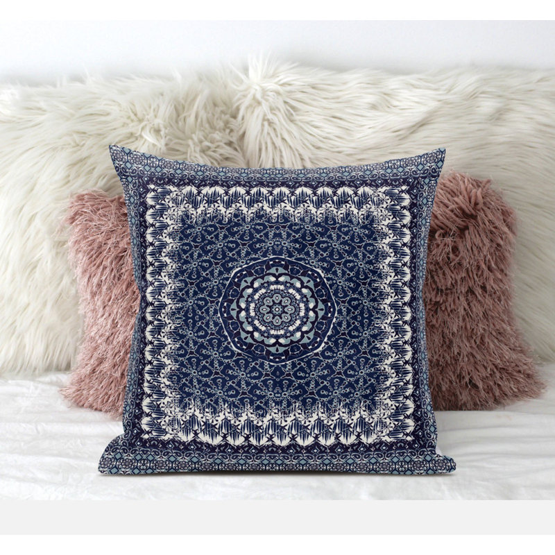  Throw Square Pillow Cover & Insert, Indigo/White