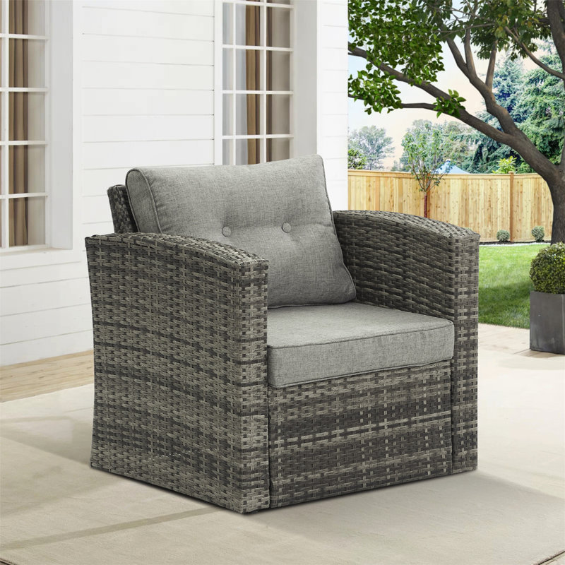 Chaise de patio avec coussins, gris, Gris clair