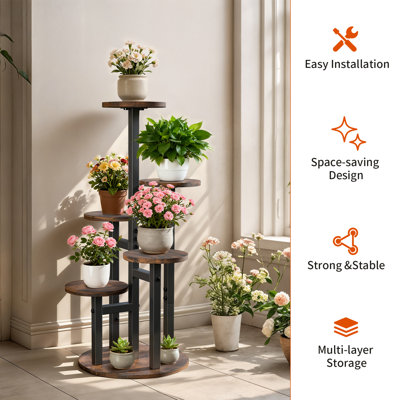 5 Tier Plant Flower Stand Indoor Corner Plant Holder Display Rack For Balcony, Patios