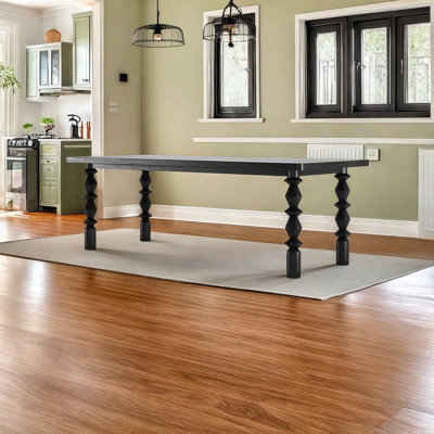Black Rectangular Solid Wood Dining Table