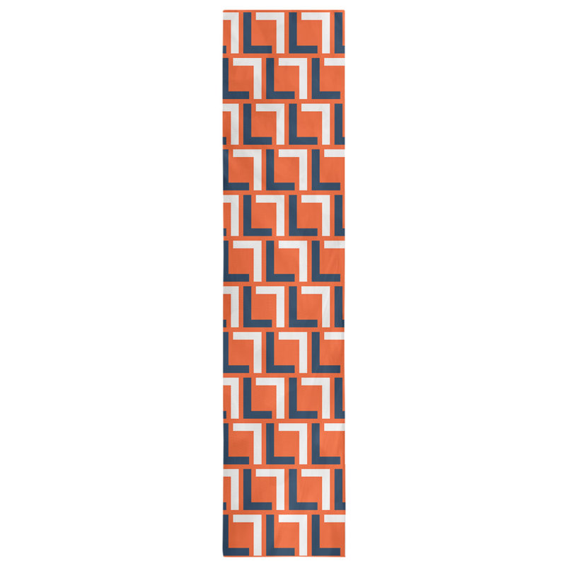 Chemin de table Carolina, 72 po x 16 po, Coton, Orange / bleu / blanc
