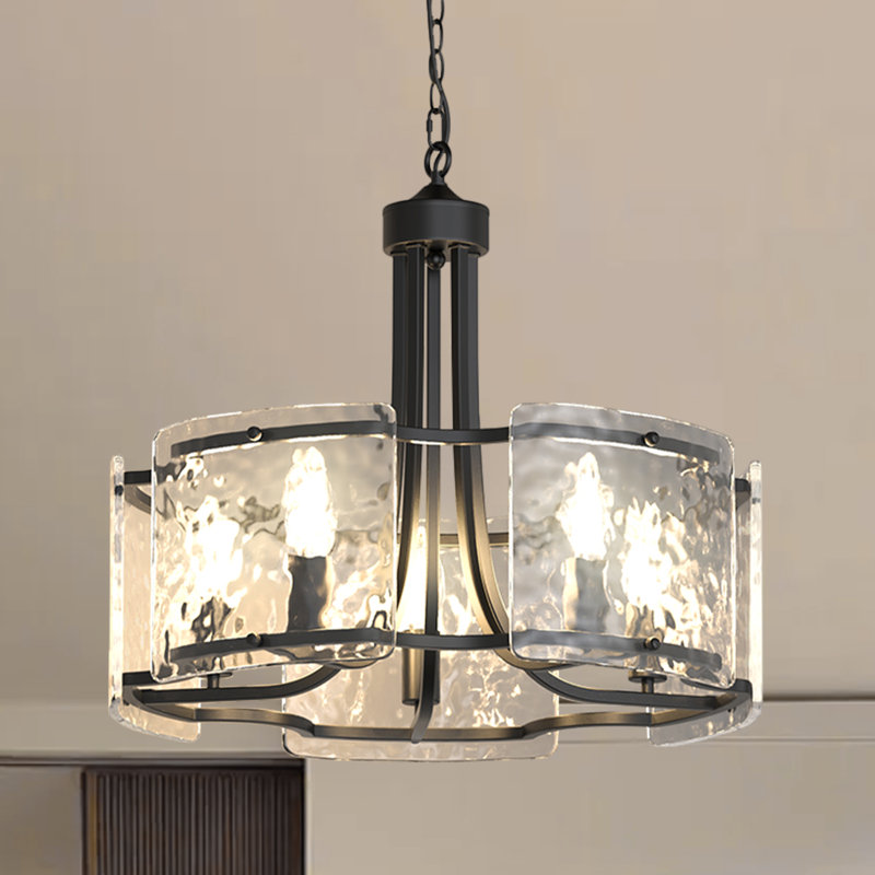 Lustre tambour 5 lumières 19 pouces, Noir mat