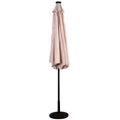 10FT Patio Solar Umbrella With Crank And LED Lights, Beige