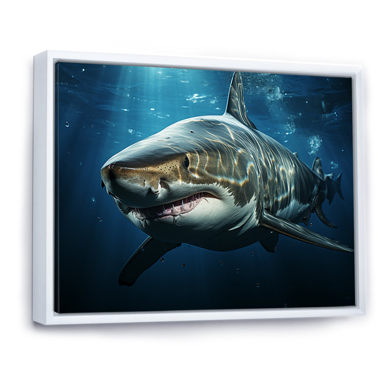 " Oceans Blue Ghost Shark Photography ", 24" H x 32" W x 1" D, White Floater Framed