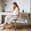 Fauteuil de bureau transparent en acrylique transparent, chaises de bureau pivotantes modernes avec roulettes et accoudoirs Fauteuil roulant à hauteur ajustable pour bureau, maison, doré-1175248425