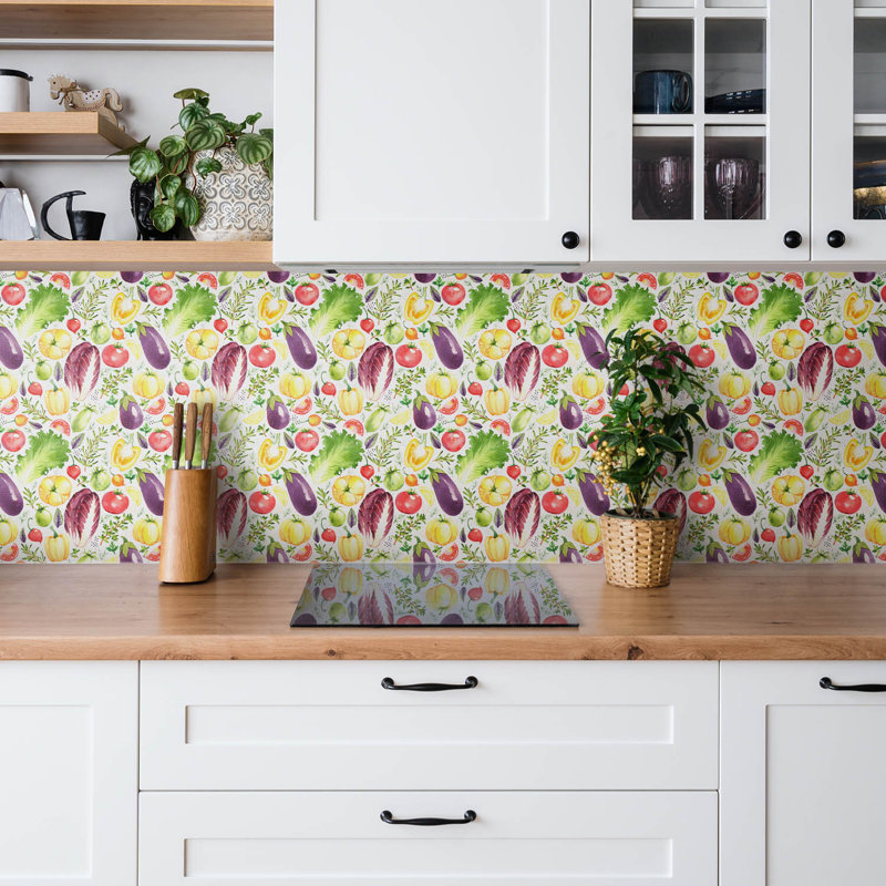 Self Adhesive Vinyl Splashback Wall Panel Sticker Tile Peel Stick 100x50 cm Colorful vegetables