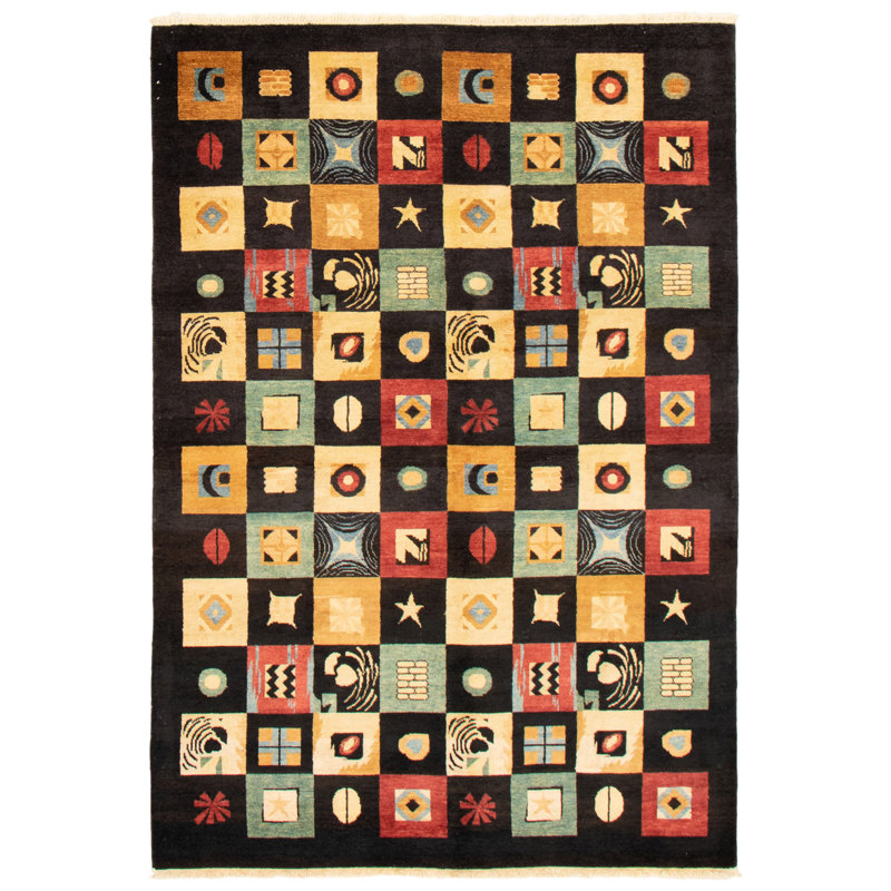 Tapis noir Finest Peshawar Ziegler 6 pi 0 po x 8 pi 9 po
