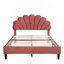 Lit plateforme double tapissier pleine grandeur avec tête de lit en velours à motif floral, rouge pâte de haricots-1569427147-1569427146