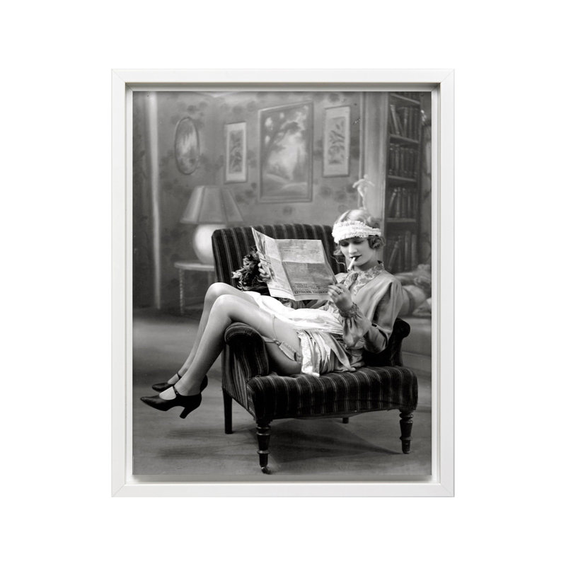 Flapper Girl, Canevas, H 24 po x l 32 po, Encadrement blanc